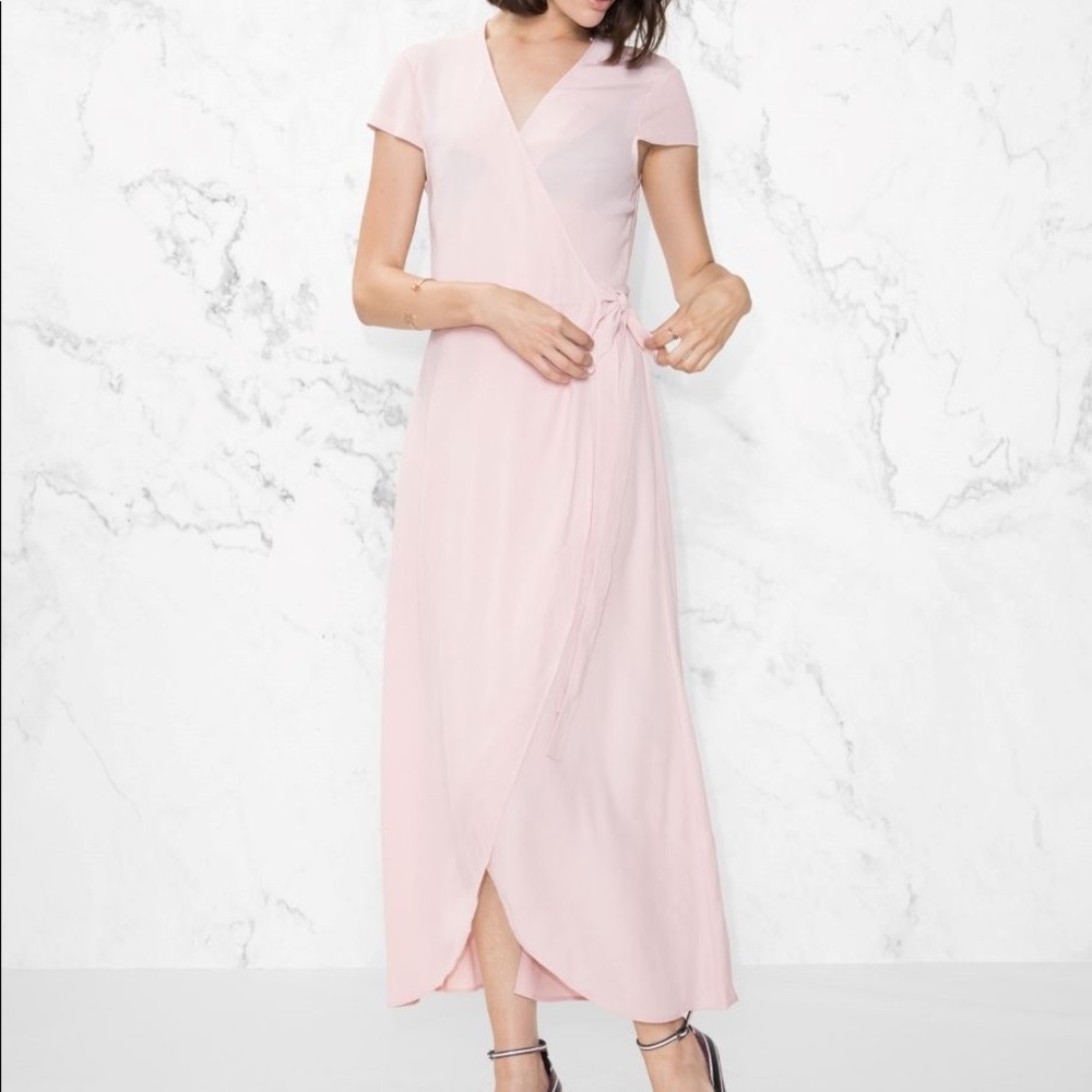 &other stories pale pink wrap dress US6